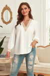 Honey Melo Apparel Plus Size V-Neck Puff Sleeve Blouse - Store 42