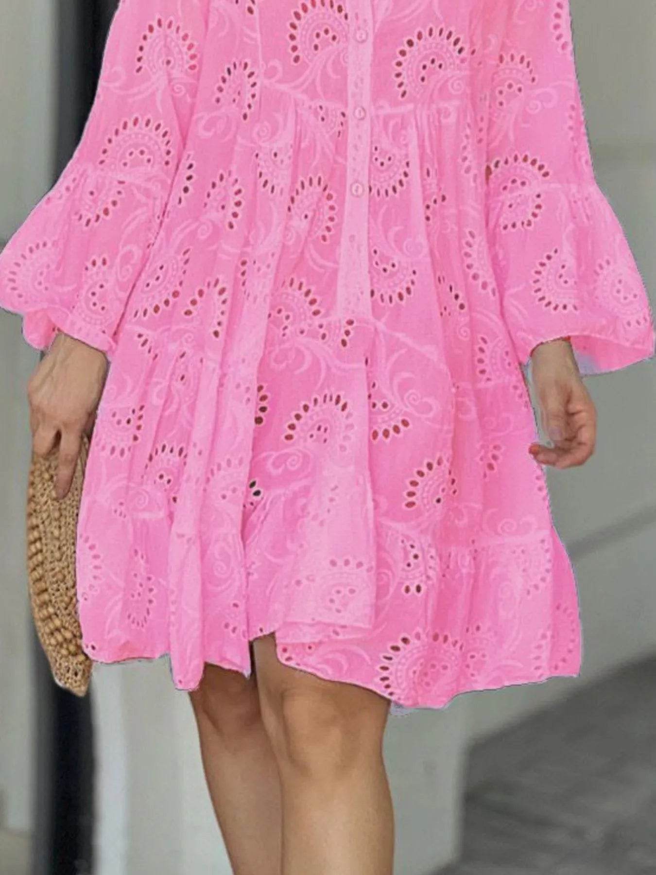 Full Size Eyelet Ruffled Hem Tiered Dress Plus Size - Store 42