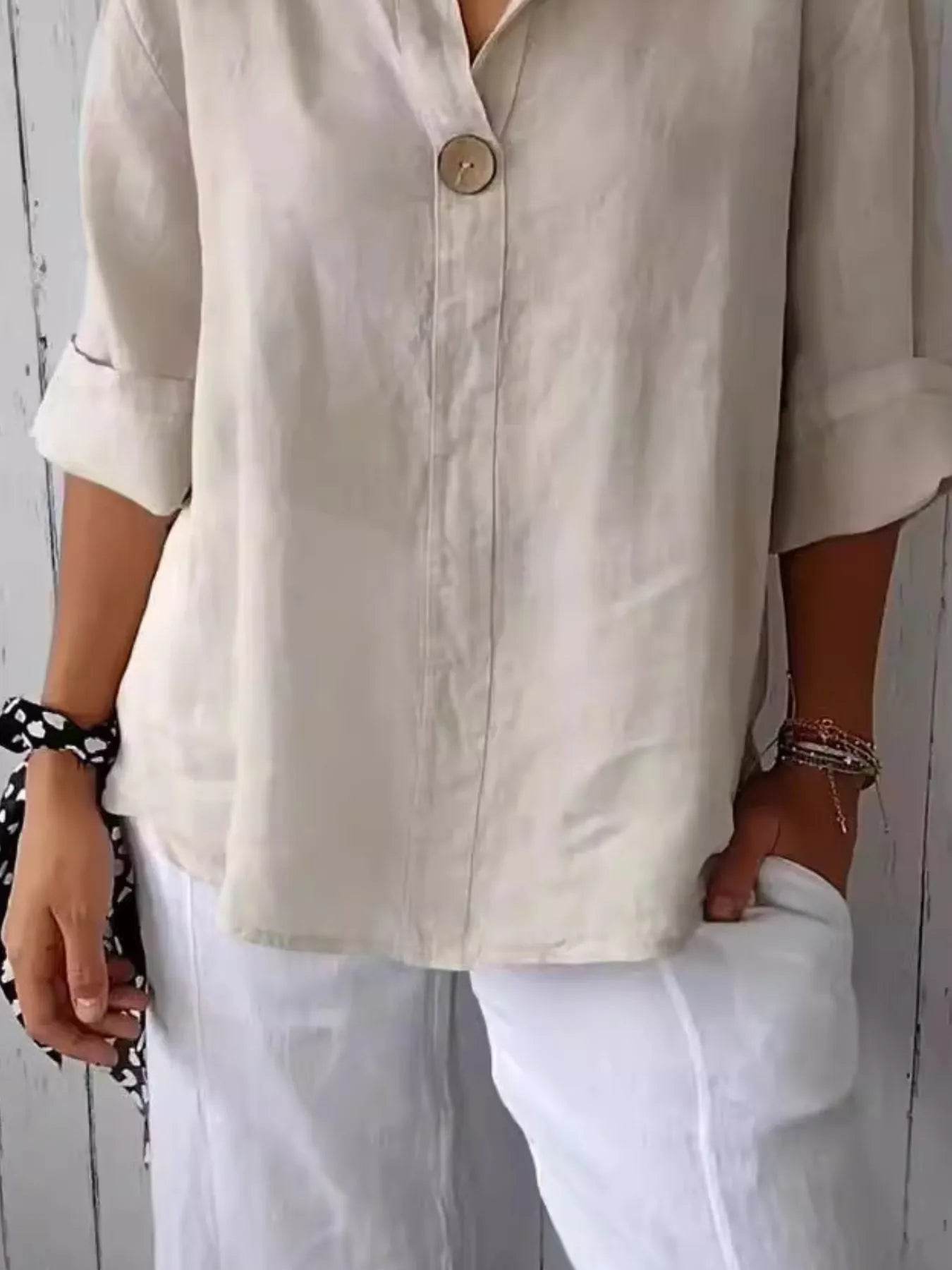 Full Size Casual Notched Drop Shoulder Blouse Plus Size - Store 42
