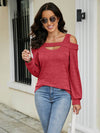 Trendy Cold Shoulder Cutout Blouse with Square Neck - Slightly Stretchy Cotton-Polyester Blend - Store 42