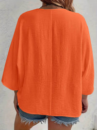 Full Size Casual V-Neck Button Down Relaxed Fit Blouse Plus Size - Store 42