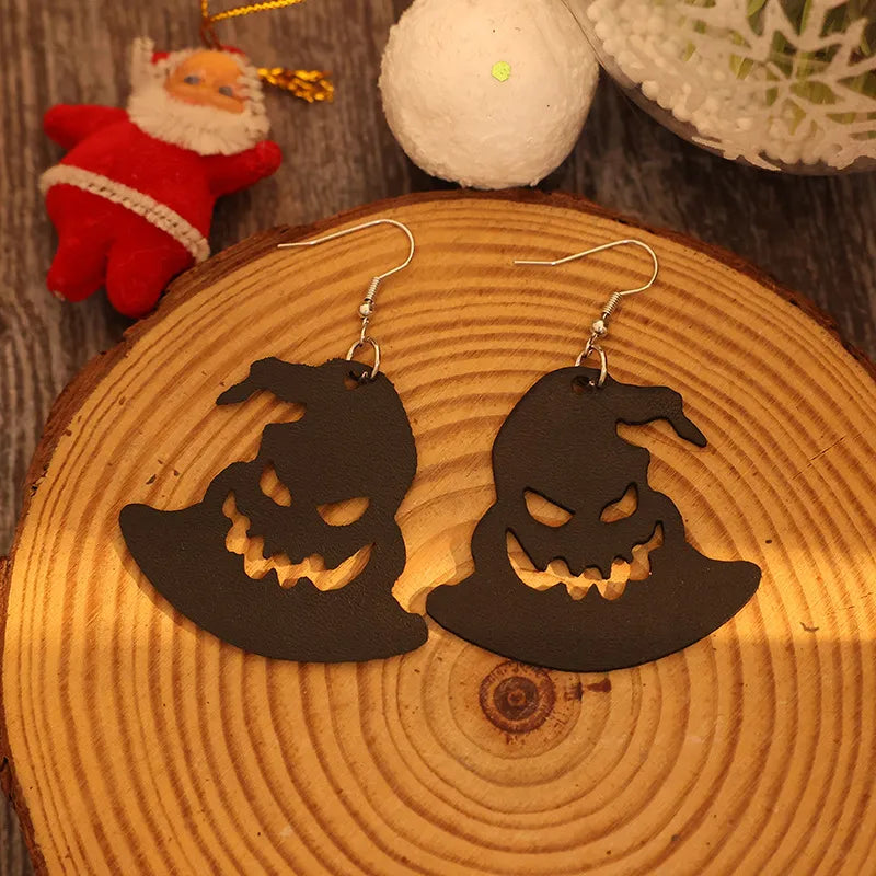Stylish PU Leather Hat Shape Earrings - Lightweight Alloy Fashion Accessory - 2.7 In Length
