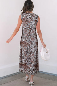 Checkered Round Neck Sleeveless Midi Dress