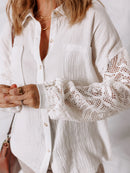 Lace Sleeve Button Down Shirt