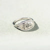 Flower Epoxy Gum Oil Inlaid Zircon Ring Silver