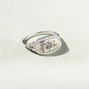 Flower Epoxy Gum Oil Inlaid Zircon Ring Silver