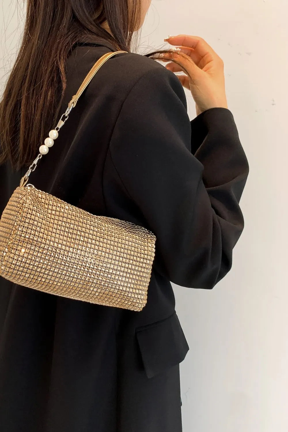 Stylish Openwork Crossbody Bag with Removable Strap - Small Polyester Handbag
