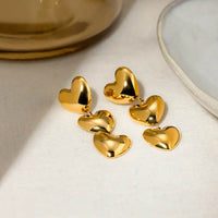 Elegant 18K Gold-Plated Stainless Steel Heart Earrings - Lightweight & Stylish - Store 42