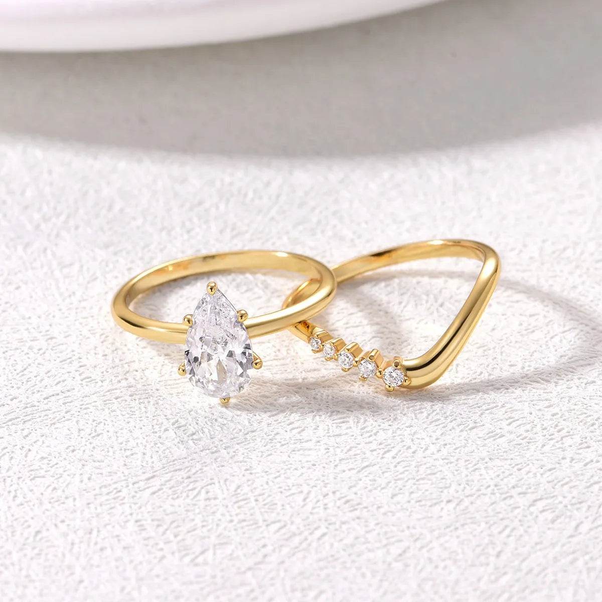 1.5 Carat Moissanite Teardrop Ring Set in 18K Gold-Plated Sterling Silver with Certificate