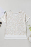 Leopard Print V-Neck T-Shirt with Side Slit - Loose Fit, Stretchy, Casual Style - Store 42