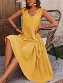 Tiered V-Neck Sleeveless Dress