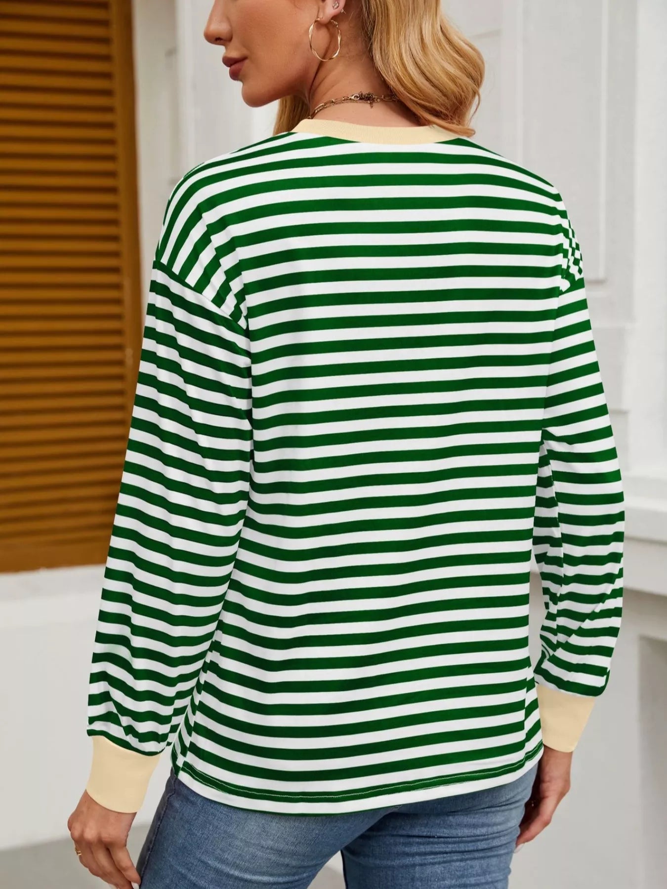Striped Round Neck Long Sleeve T-Shirt