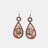 Wooden Teardrop Shape Earrings Taupe One Size
