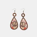 Wooden Teardrop Shape Earrings Taupe One Size