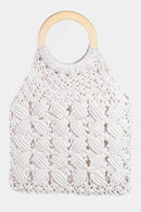 Boho Chic Braided Wooden Top Handle Bag - Earthy Style, Medium Size, 100% Polyester - Store 42