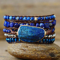 Handcrafted 32.3-35.4 Inch Alloy Braided Bracelet with Lapis Lazuli & Synthetic Crystals - Store 42