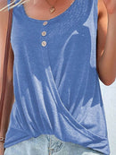Full Size Decorative Button Round Neck Tank Plus Size - Store 42