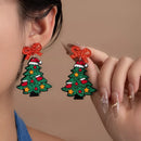 Acrylic Christmas Tree Drop Earrings Red One Size