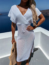 Slit Surplice Cap Sleeve Cover Up White
