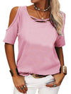 Full Size Crisscross Cold Shoulder Casual T-Shirt Plus Size - Store 42