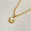 Elegant 18K Gold-Plated Titanium Steel Pendant Necklace with Adjustable Chain and Pearl Shell - Store 42