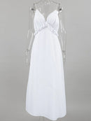 Ruffled V-Neck Maxi Dress