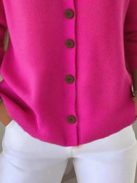 Full Size Plus Size Button-Front V-Neck Cardigan, Slightly Stretchy, 95% Acrylic Blend - Store 42
