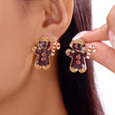 Alloy Gingerbread Man Stud Earrings Chocolate One Size