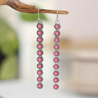 Artificial Turquoise Alloy Bar Earrings Pink One Size