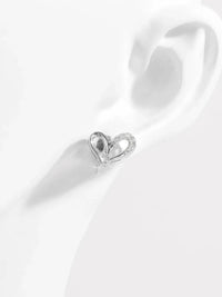 Elegant 925 Sterling Silver Heart Earrings with Inlaid Zircon - Platinum Plated - Store 42