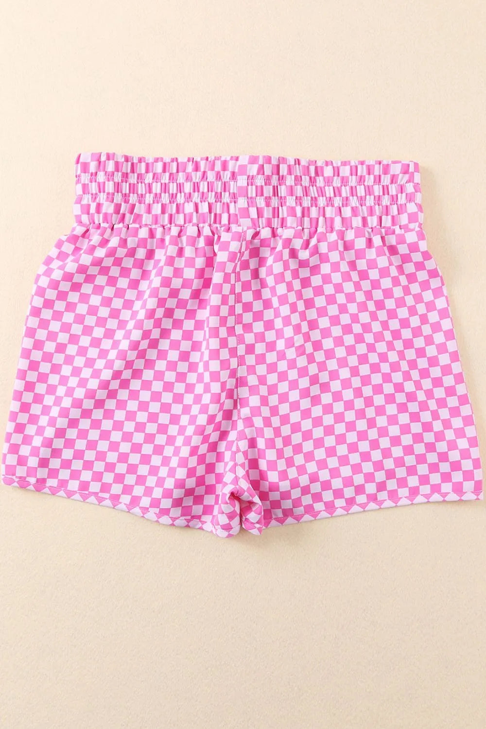 Smocked Elastic Waist Checkered Shorts