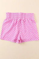 Smocked Elastic Waist Checkered Shorts