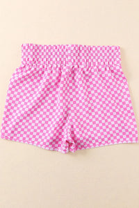Smocked Elastic Waist Checkered Shorts