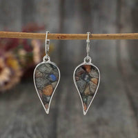 Elegant Natural Stone Dangle Earrings - Alloy and Natural Stone, 1.9 in Length - Store 42