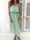 Tied Side Slit Midi Cami Dress Light Green