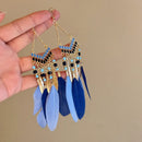 Alloy Rice Bead Dangle Earrings