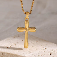 18K Gold-Plated Stainless Steel Cross Necklace - 19.7 In Chain with Extension, Modern Design - Store 42