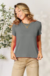 Basic Bae Full Size Round Neck Short Sleeve T-Shirt Gray