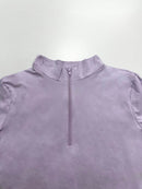 Trendy Half Zip Long Sleeve Crop T-Shirt - Slightly Stretchy Fabric, 95% Polyester, Stylish Fit - Store 42