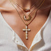 Elegant 18K Gold-Plated Pendant Necklace with Rhinestones - Adjustable Length Options - Store 42