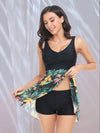 Printed Wide Strap Two-Piece Swim Set Black