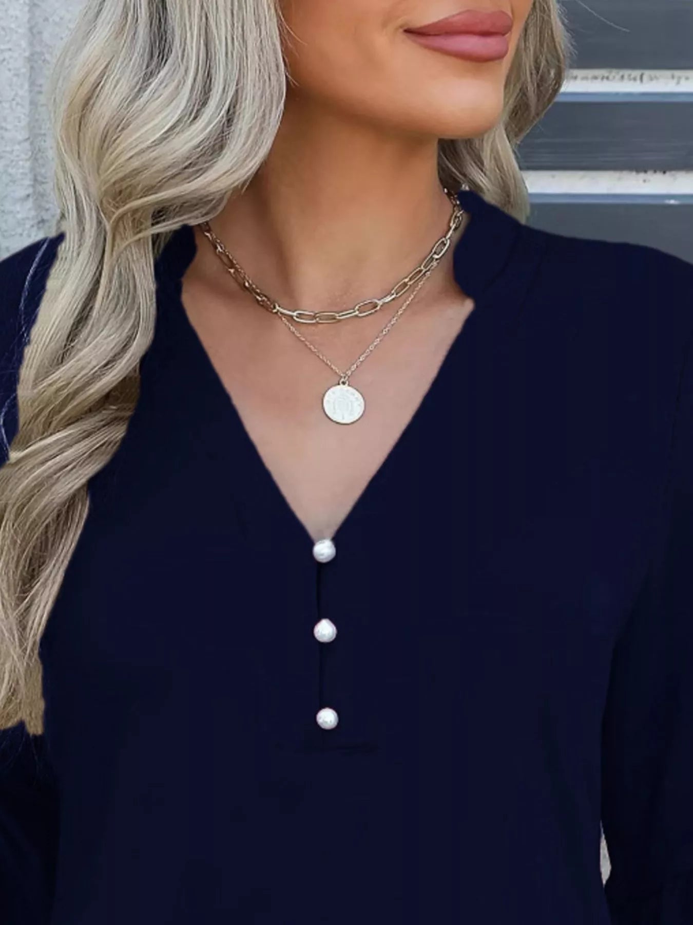 Plus Size Full Size Notched Flounce Sleeve Blouse - 95% Polyester, Slightly Stretchy