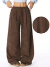 Drawstring Wide Leg Pants Brown
