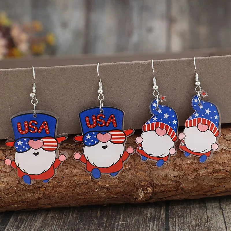 2 Pair Acrylic Gnome Earrings - Colorful Alloy Accessories for Quirky Style