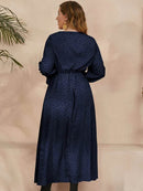 Honey Plus Size Ruffled Polka Dot Long Sleeve Midi Dress - Store 42