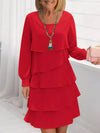 Full Size Layered Long Sleeve Mini Dress Plus Size - Store 42