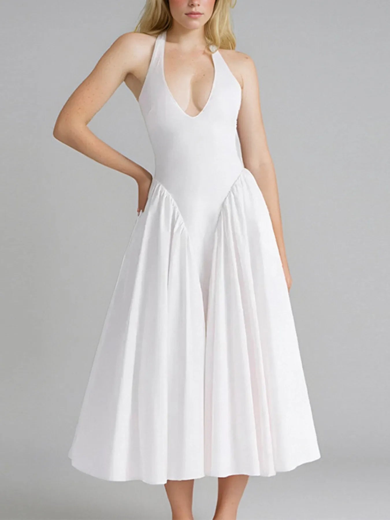 Full Size Ruched Halter Neck Midi Dress Plus Size