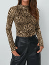 Lovelet Mock Neck Long Sleeve Top Leopard
