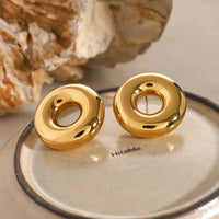 Elegant 18K Gold-Plated Stainless Steel Cutout Round Earrings – Lightweight & Stylish - Store 42