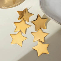 18K Gold-Plated Stainless Steel Star Earrings - Lightweight, Stylish & Durable Jewelry - Store 42